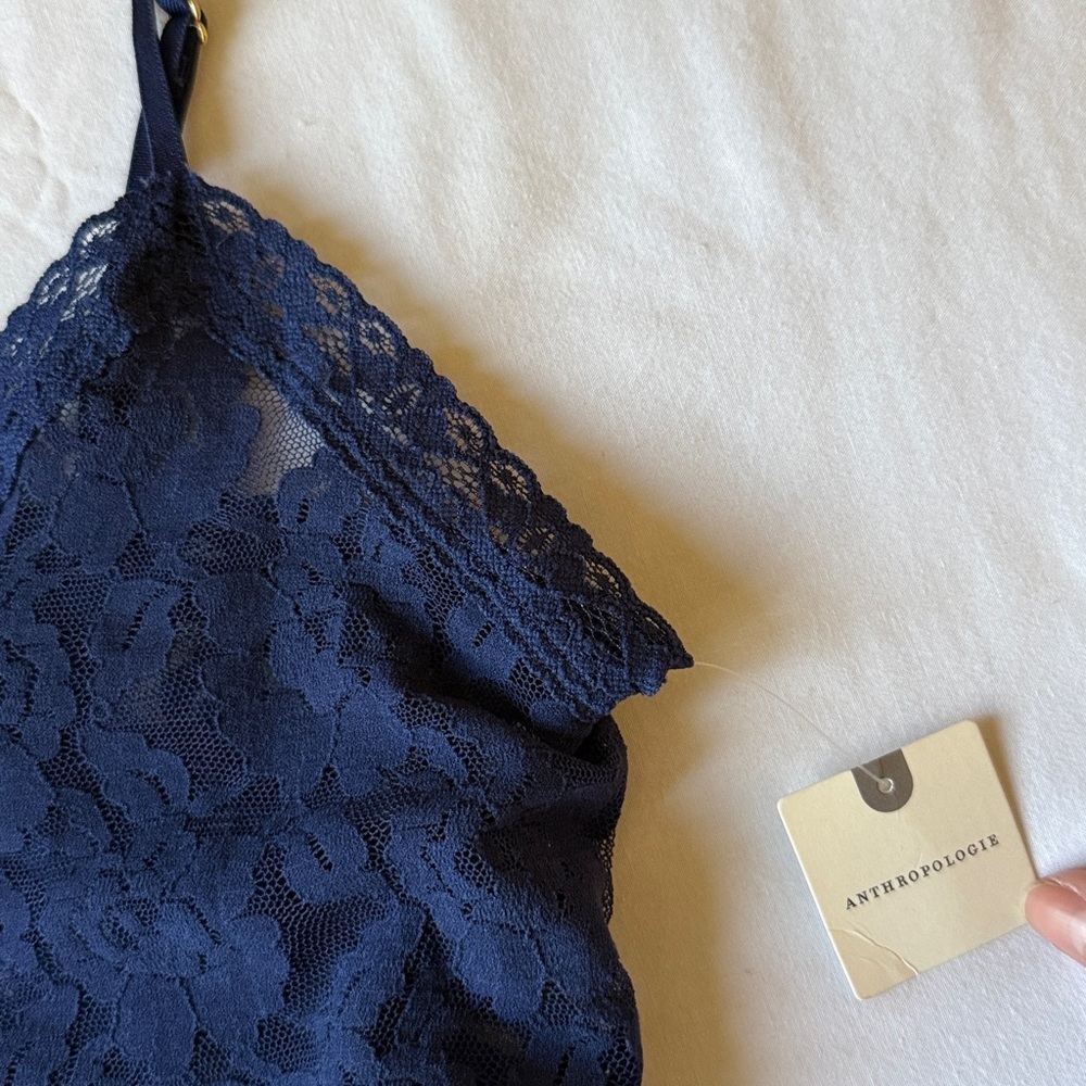 Anthropologie Navy Lace Cropped Cami - Picture 7 of 12